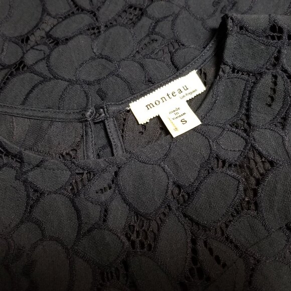 Monteau Navy Blue Lace Sheath Dress with Flutter Sleeves Women's Size Small NEW - Picture 11 of 11